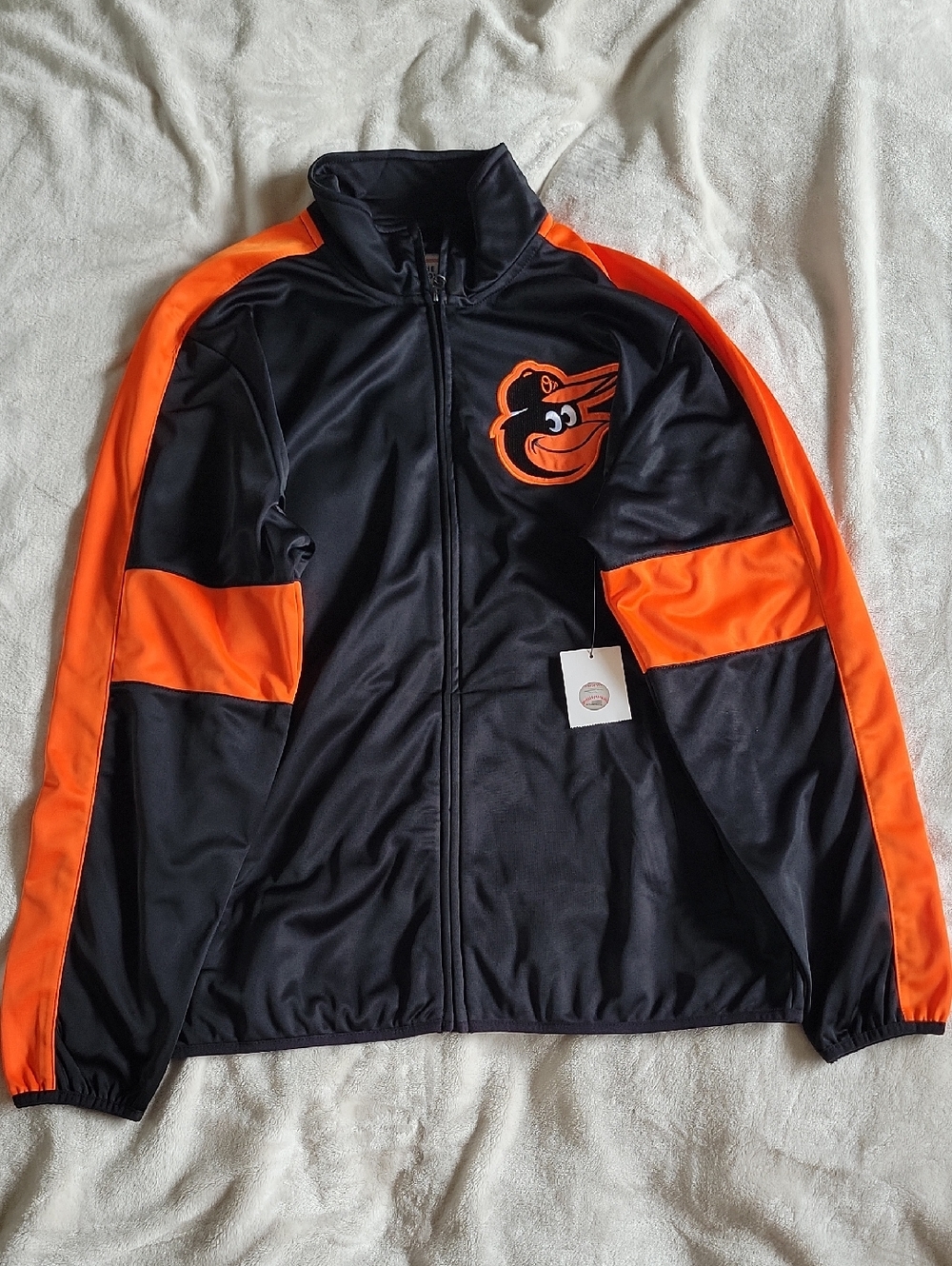 BALTIMORE ORIOLES G-III Black & Orange Track Jacket with Logo. Size L/G